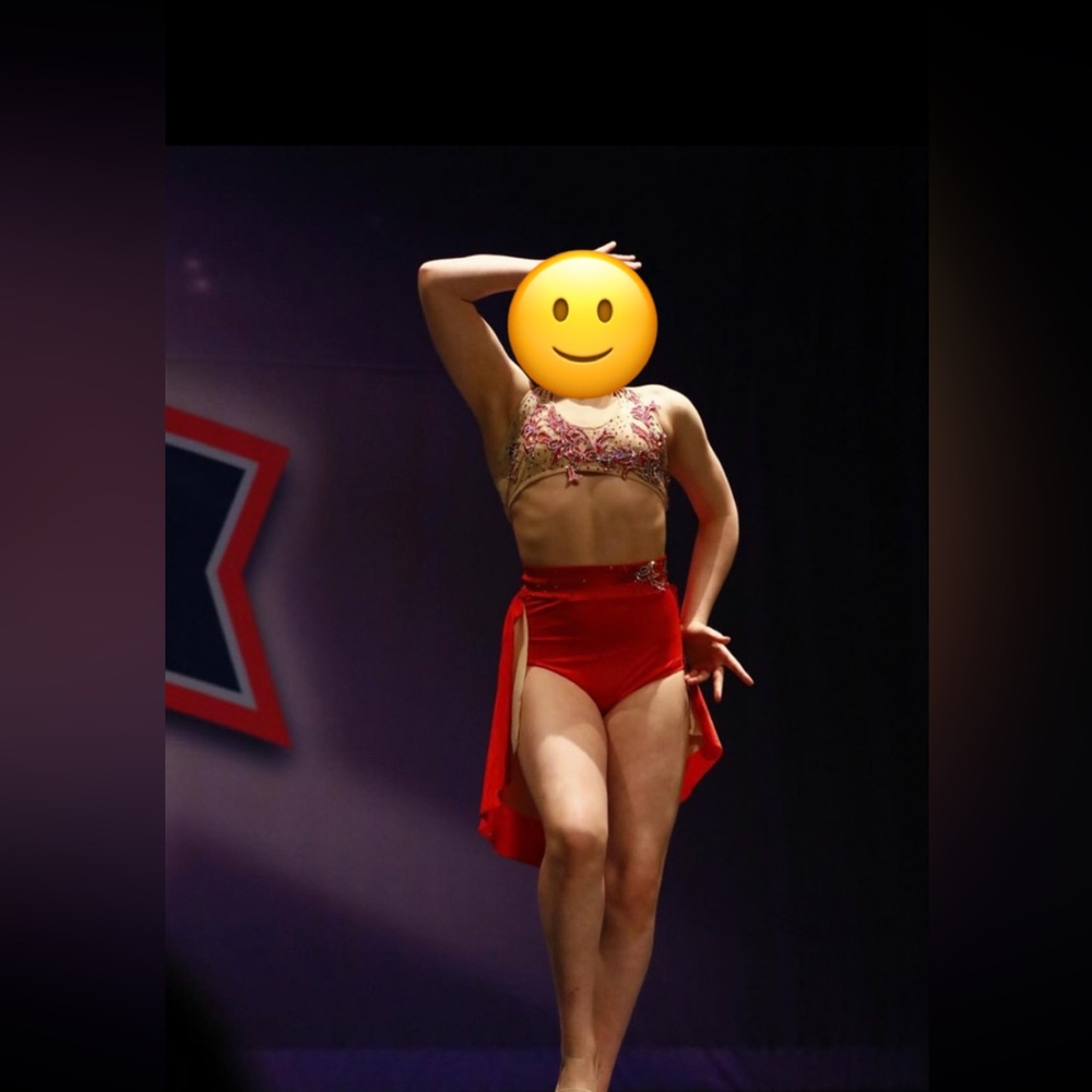 Adult Medium/Large Custom Red/Tan Lyrical Costume